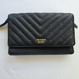 Victoria's Secret Quilted Studded Wristlet Wallet in Black - Stylish